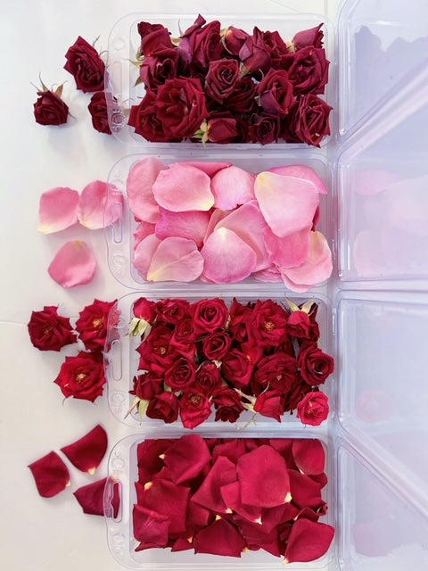 Collection of Freeze Dried Edible Flowers and Rose Petals for Valentine's Day