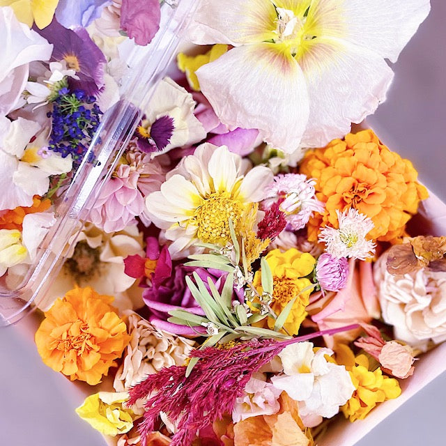 Seasonal Bespoke Bloomish Box of edible flowers delivered every 3 months by Bloomish.