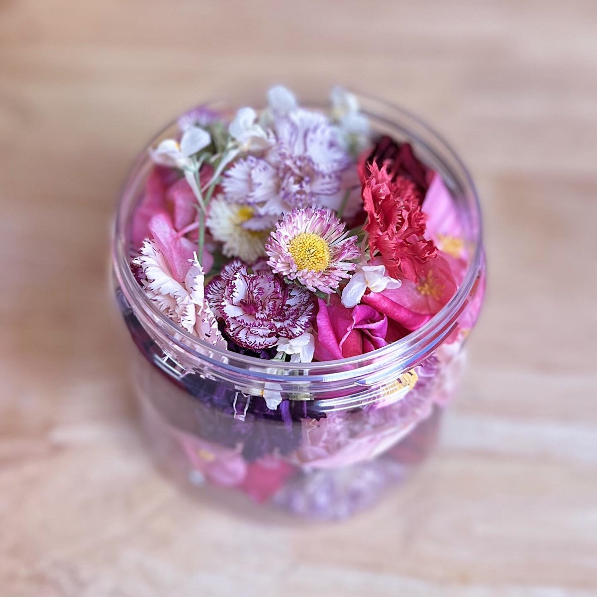 Blooming Beautiful jars of freeze dried edible flowers and cocktail garnishes.