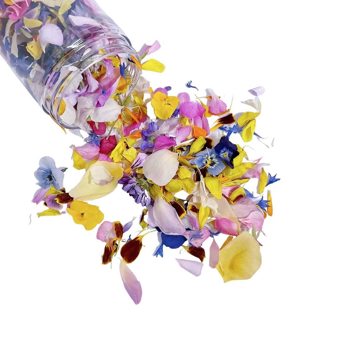 Rainbow edible flower confetti by Bloomish.