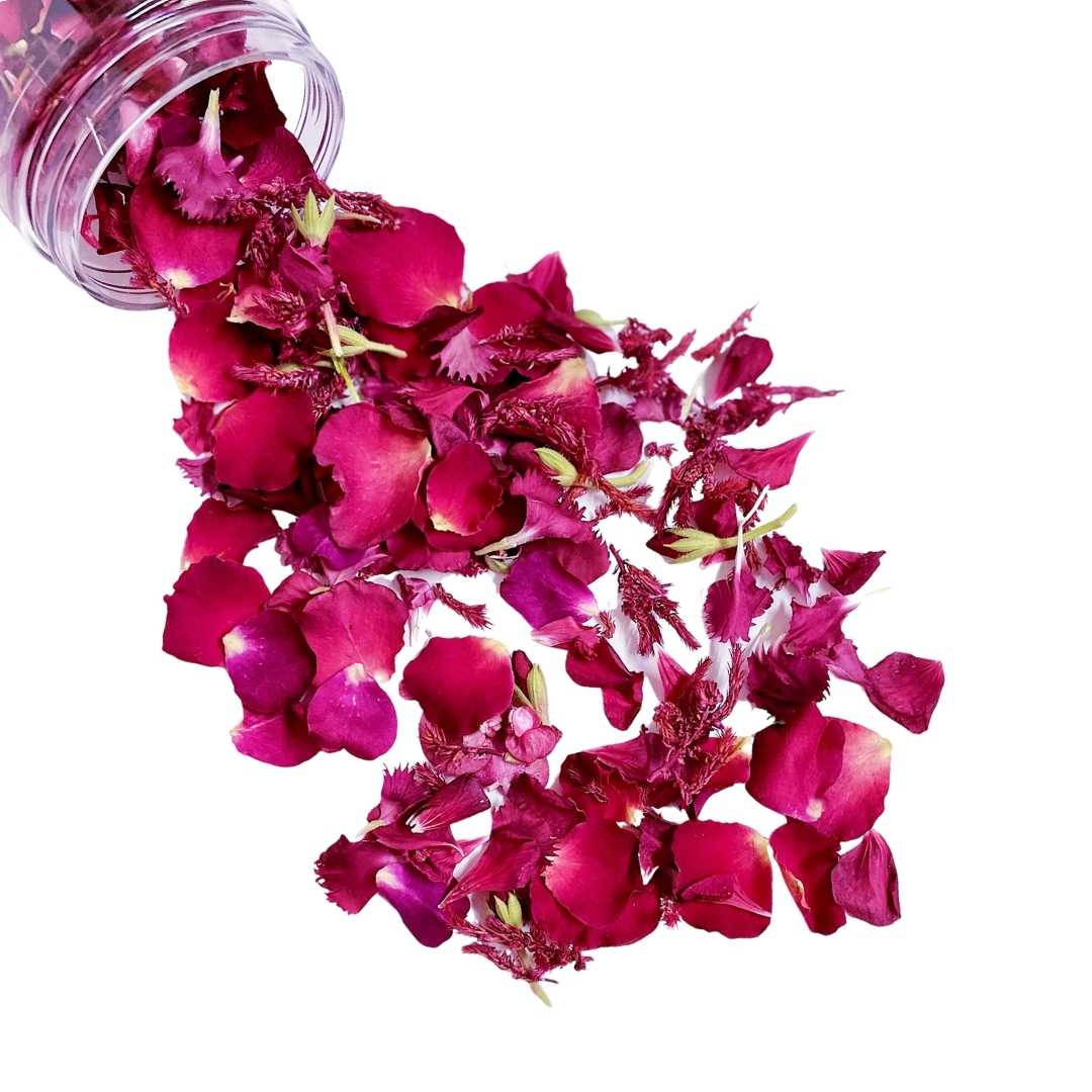 Red valentine freeze dried edible flower confetti by Bloomish.